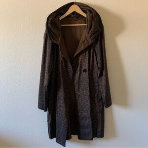 Mycra Pac Donatella Reversible Raincoat Pleated Hood Leopard Bronze Women’s S/M